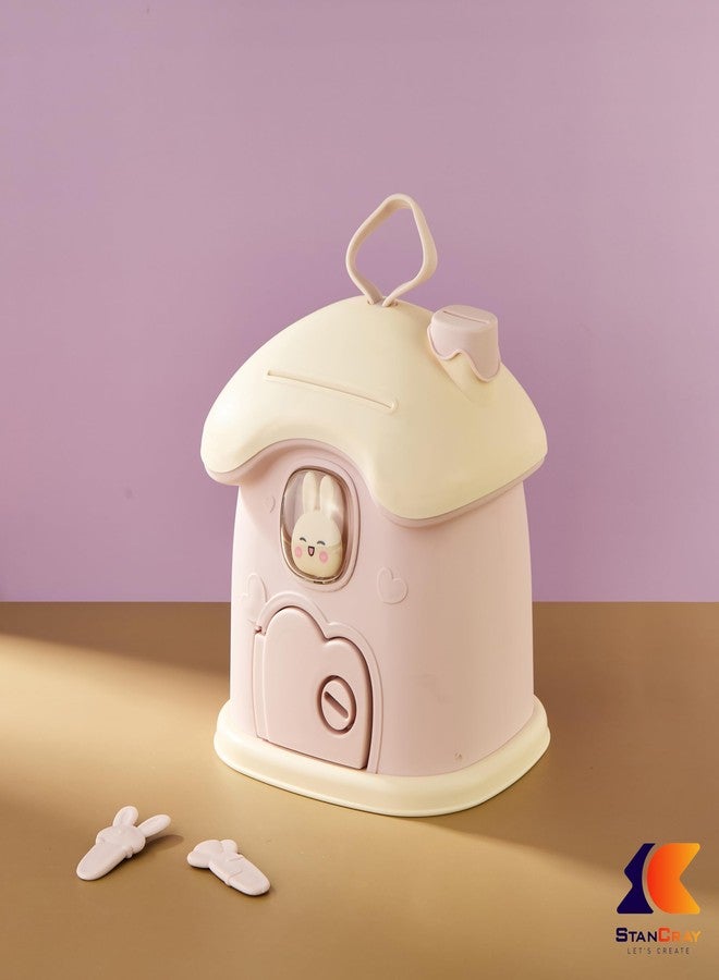 STANCRAY Cute Small Savings Bank Money Deposit and Withdrawal Piggy Bank with Key Holder House Piggy Bank for Girls and Boys Coin Bank with Handle, Lock and Key. (Model 3) - Image 2